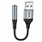 Перехідник Hoco LS36 USB to AUX 3.5mm female 12см чорний з підтримкою мікрофона та управління