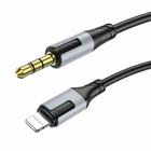 Кабель AUX 3.5мм Lightning 1м черный TPE для подключения наушников и колонок Borofone BL19
