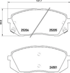 Комплект гальмівних колодок BREMBO P30093 KIA Optima, Ceed; Hyundai Kona, Tucson 58101E6A10, 58101C2A10, 58101D4A00