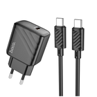 Мережевий зарядний пристрій Hoco CS22A 30 W USB-C Type-C чорний для швидкого заряджання ґаджетів