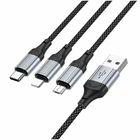Кабель USB 3 в 1 Lightning Micro-USB Type-C 1м 2,4А HOCO X102 черный для зарядки и передачи данных
