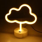 Неоновый ночник Облако, светильник, USB, питание от PowerBank и батареек, тёплый белый (WLS-QX-NH2396W)