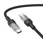 Кабель HOCO U129 Spirit USB Type-C to USB Type-C 60W, прозрачный кабель для быстрой зарядки и передачи данных, 1.2 м для подключения устройств, черный