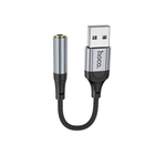 Аудiокабель HOCO LS36 USB-A to 3.5mm female, nylon braid, 0,12m, Black