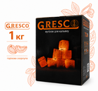 Уголь для кальяна Gresco ореховый в коробке 1кг греско 72 кубика 25х25мм