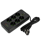 Мережевий фільтр подовжувач 2м 6 розеток та 5 USB QC PD 10А 2.5кВт EU-2506PD