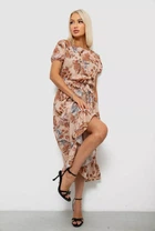 Сукня жіноча з принтом софт, колір бежевий, 257R8070-1 розмір L-XL