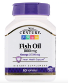 Риб'ячий жир з омега-3 21st Century (Fish Oil) 1000 мг 60 капсул CEN21495