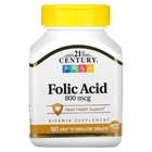 Фолієва кислота 21st Century (Folic Acid) 800 мкг 180 таблеток які легко глотати (CEN-22563)