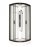 Душовий бокс INSANA Solana (XW9815) 90×90×215 см, кутовий, з мілким піддоном 15 см, чорний профіль, гідромасаж, радіо та підсвітка