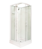 Душовий бокс INSANA Alora 90 (XW9852-90) 90×90×215 см, квадратний, з мілким піддоном 15 см, білий профіль, тропічний душ