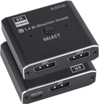 DisplayPort свитч двунаправленный Addap DPS-01 | активный разветвитель + коммутатор для видео и аудио потока, 8K/30Hz (0115)