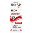 Залізо, NaturesPlus, Hema-Plex® Liquid, та основні поживні речовини, ягідна суміш, 250 мл