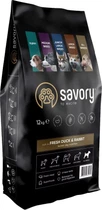 Сухой корм для собак всех пород Savory со свежим мясом утки и кроликом