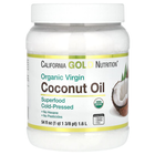 Органическое кокосовое масло California GOLD Nutrition, SUPERFOODS "Coconut Oil Cold-Pressed Organic Virgin" первого холодного отжима, нерафинированное (1,6 л)