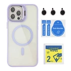 Чехол TPU+PC+Metal Stand Case with MagSafe and Camera Lenses для iPhone 12 Pro Max Purple