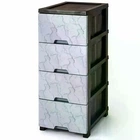Комод пластиковый R-Plastic Мрамор графит на 4 выдвижных ящика переносной