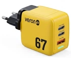 Зарядний пристрій Veron TC-67 GaN PD 67W з трьома портами: 2×USB-C + USB-A
