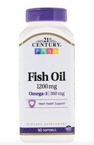 Риб'ячий жир з омега-3 21st Century (Fish Oil) 1200 мг 90 капсул CEN27026