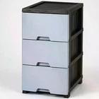 Комод пластиковий R-Plastic "Матовий фасад" на 3 висувні ящики чорно-сірий для дому.
