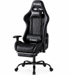 Кресло геймерское игровое Bonro 1002G-1 чёрное с подставкой для ног (42401214)
