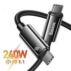 Кабель 240W Baseus Tungsten Gold Fast Charging Power Delivery 3.1 Data Cable Кабель Type-C - Type-C 2м (CAWJ040101) Black