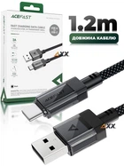 Дата кабель USB-C to USB-A кабель для зарядки телефона, для передачи данных с автосмоткой магнитный в тканевой нейлоновой оплётке 1.2м 3A AceFast Fast Charging Data Cable