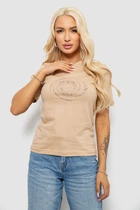 Футболка жіноча з принтом, колір бежевий, 241R139 XXL 241R139 (133614_883377)