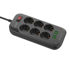 Сітковий Підовжувач LDNIO SE6403 4USB / 6 Socket Колір Чорний