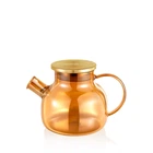 Чайник стеклянный Wilmax Thermo Amber со спиралью и металлической крышкой 950 мл (WL-888810003 / A)