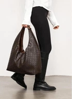 Женская сумка Sambag HOBO WEAVE коричневая 34x37x16 см эко-кожа для ноутбука до 17 дюймов Sambag 55173