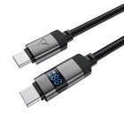 Кабель Acefast C15-03 Type-C - Type-C PD 60W (3A) 1.2м нейлоновый для ноутбука и быстрой зарядки с дисплеем Black