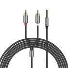 Аудіоадаптер HOCO UPA10 double lotus rca audio cable 3.5mm 1,5m. Metal Grey
