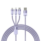 USB Baseus StarSpeed 1-for-3 Fast Charging Data Cable USB to M+L+C 3.5A 1.2m Purple CAXS000005