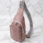 Женская сумка через плечо из экокожи с текстильной лямкой Vintage Коричневая вертикальная модель для города (bg227fash78)