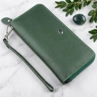Большой женский клатч-кошелек на молнии ST Leather из натуральной кожи зеленого цвета (bg189fash36)