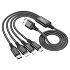 Кабель HOCO X76 4-in-1 Super charging cable(Type-C+Type-C+iP+Micro) чорний