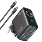 Сетевое зарядное устройство Anker GaN Charger 100W, 2xUSB-C, 1xUSB-A, Display Dark Gray + кабель USB Type-C (B121BGZ1)
