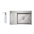 Мойка для кухни 78*49 см интегрированная Lidz Handmade Max 500 H7849L Brushed Steel, 3,0/1,0 мм увеличенная чаша LDH7849LBRU49463