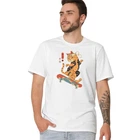 Футболка чоловіча біла з принтом Cat Skate розмір L