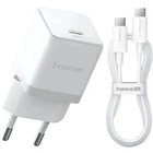 Мережевий зарядний пристрій Baseus Palm Fast Charger 20W + Кабель Type-C to Type-C 60W 1m White (P10111602213-01)