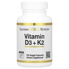 Вітаміни D3 і K2 MK-7 California Gold Nutrition (Vitamin D3 & K2) 180 рослинних капсул (CGN-02333)