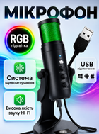 Микрофон для пк игровой для компьютера студийный для ноутбука стрим блогера записи видео конденсаторный настольный с кнопкой с подсветкой профессиональный RGB подсветка Plug&Play USB MU900 73763