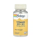 Витамины D3 5000 МЕ и К2 50 мкг, Vitamin D3+K2, Solaray, без сои, 120 капсул