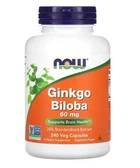 Натуральна добавка Now Foods Ginkgo Biloba 60 мг Веганські капсули