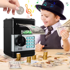 Електронна скарбничка-сейф NUMBER BANK , дитячий сейф з кодовим замком та купюроприймачем, скарбничка для грошей, колір чорний