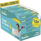 Упаковка дитячих вологих серветок Pampers Fresh Clean 15 пачок х 80 шт (8001841078496)