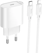 Сетевое зарядное устройство Hoco C109A(PD20W) Fighter single port PD20W charger set with cable (C to iP) White (6942007656665)