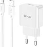 Мережевий зарядний пристрій Hoco C106A Leisure single port charger set (iP) 10.5W White (6931474783899)