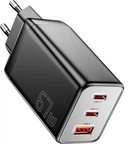 Мережевий зарядний пристрій ESSAGER Ranges 67W GaN Charger 2C+1A QC4.0 FCP PD Black (ECT67W-LJB01-Z)